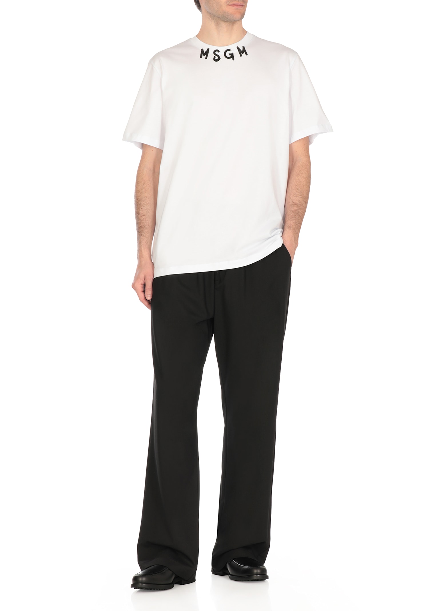 Msgm Belt-loop Casual Pants In Black
