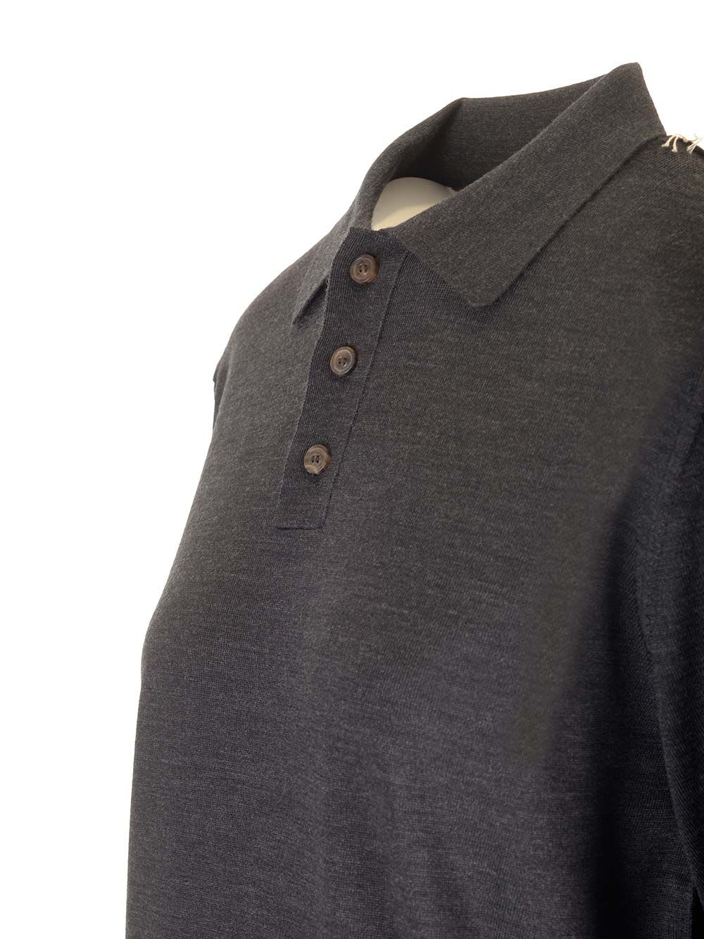 Shop Maison Margiela Knitted Polo Shirt In Grey