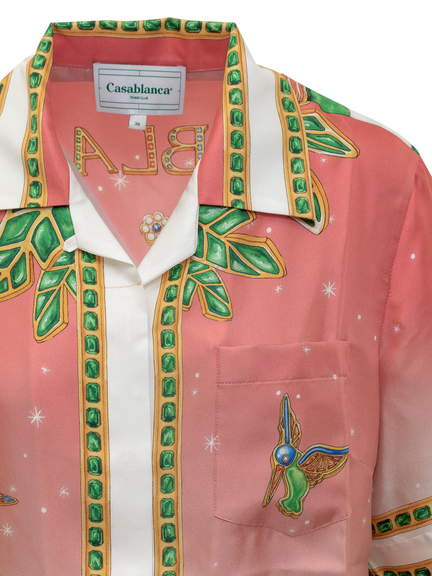 Shop Casablanca Chemisier Dress With Lagos Tennis Club Print In Joyaux Dafrique Pink