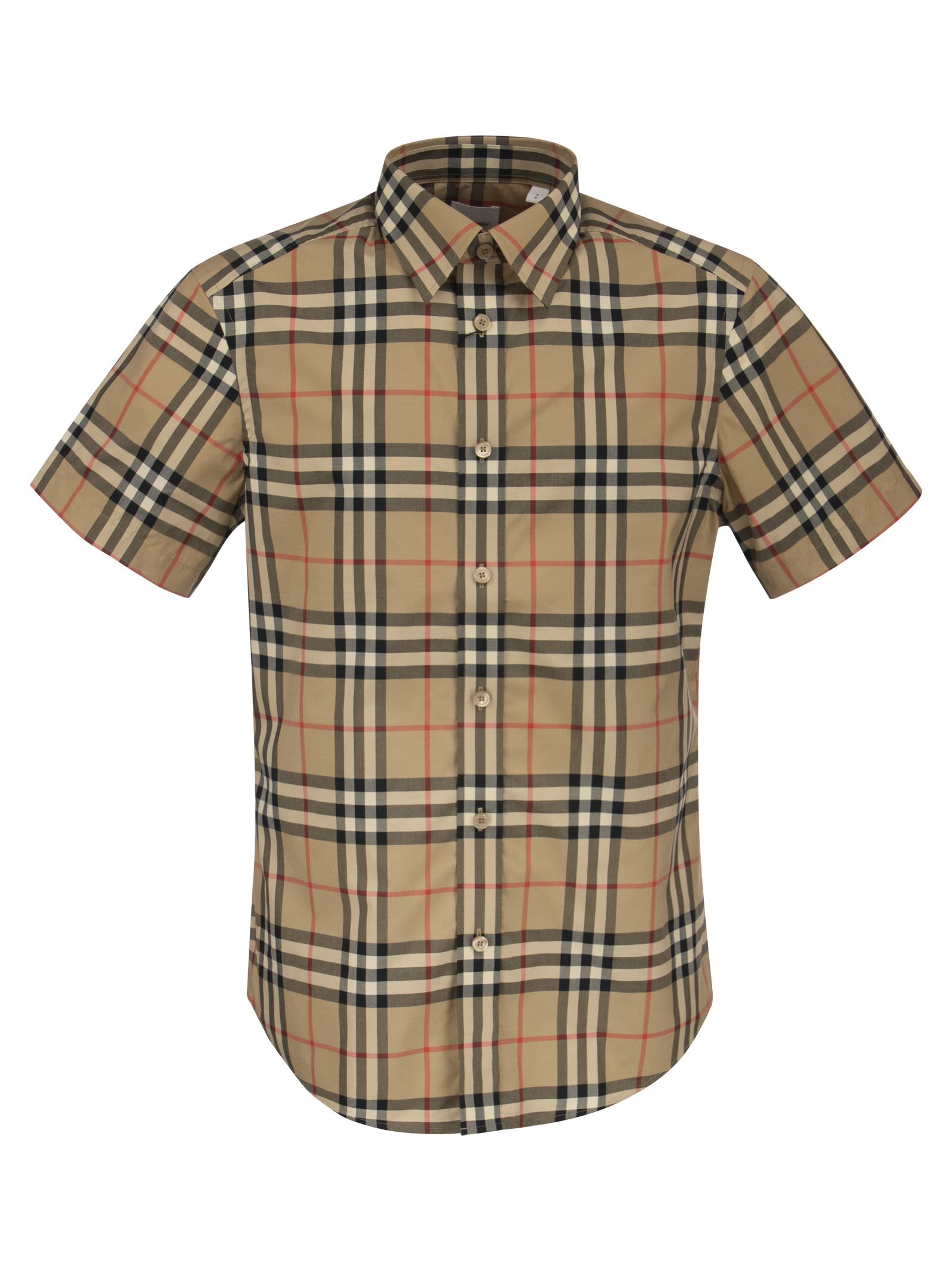 Burberry Caxton - Short-sleeved Shirt In Cotton Poplin With Tartan Pattern