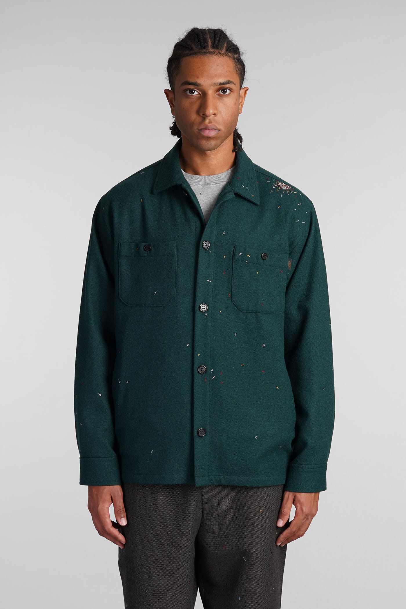 Shop Undercover Casual Jacket In Green Wool