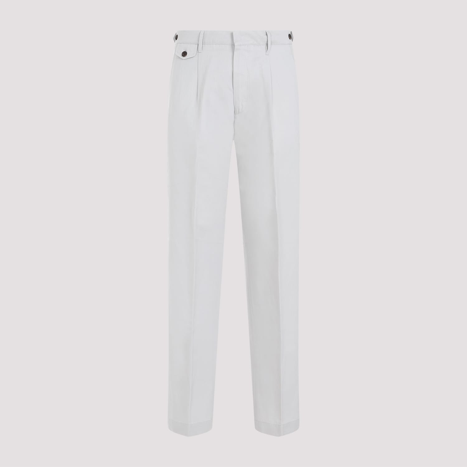 Shop Dunhill Pleated Cotton-linen Chno Pants In Light Grey