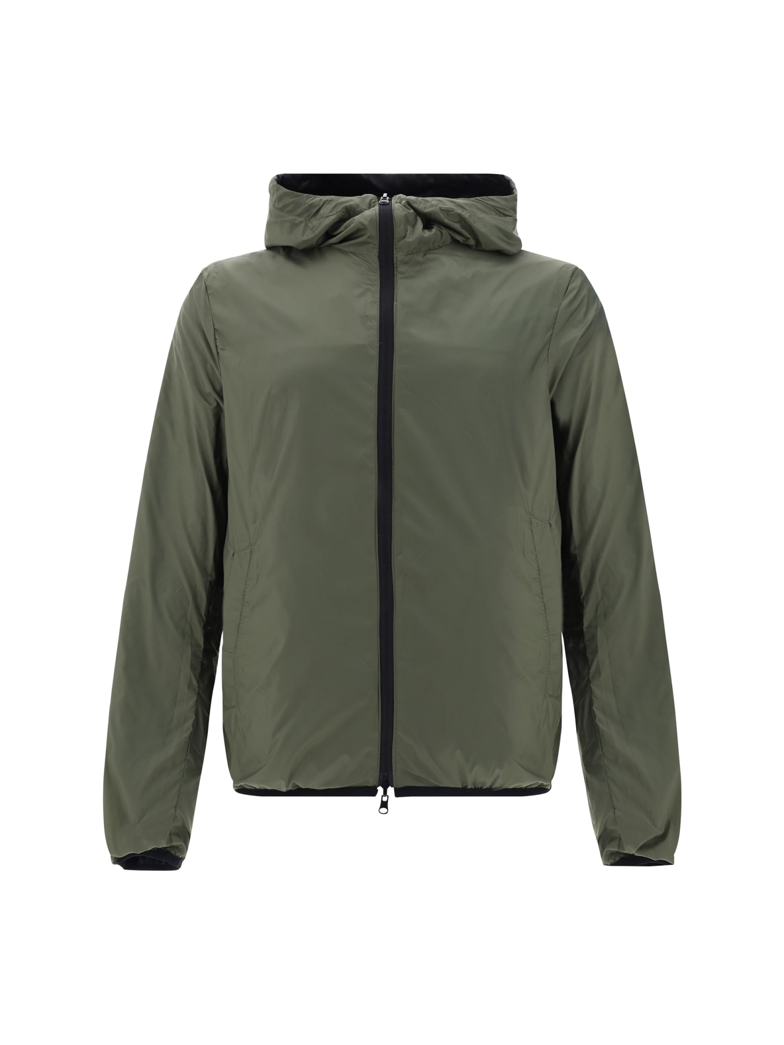 Shop D'amico Leather Dominic Reversible Jacket In Drum Dyed+nylon+nylon Nero/militare