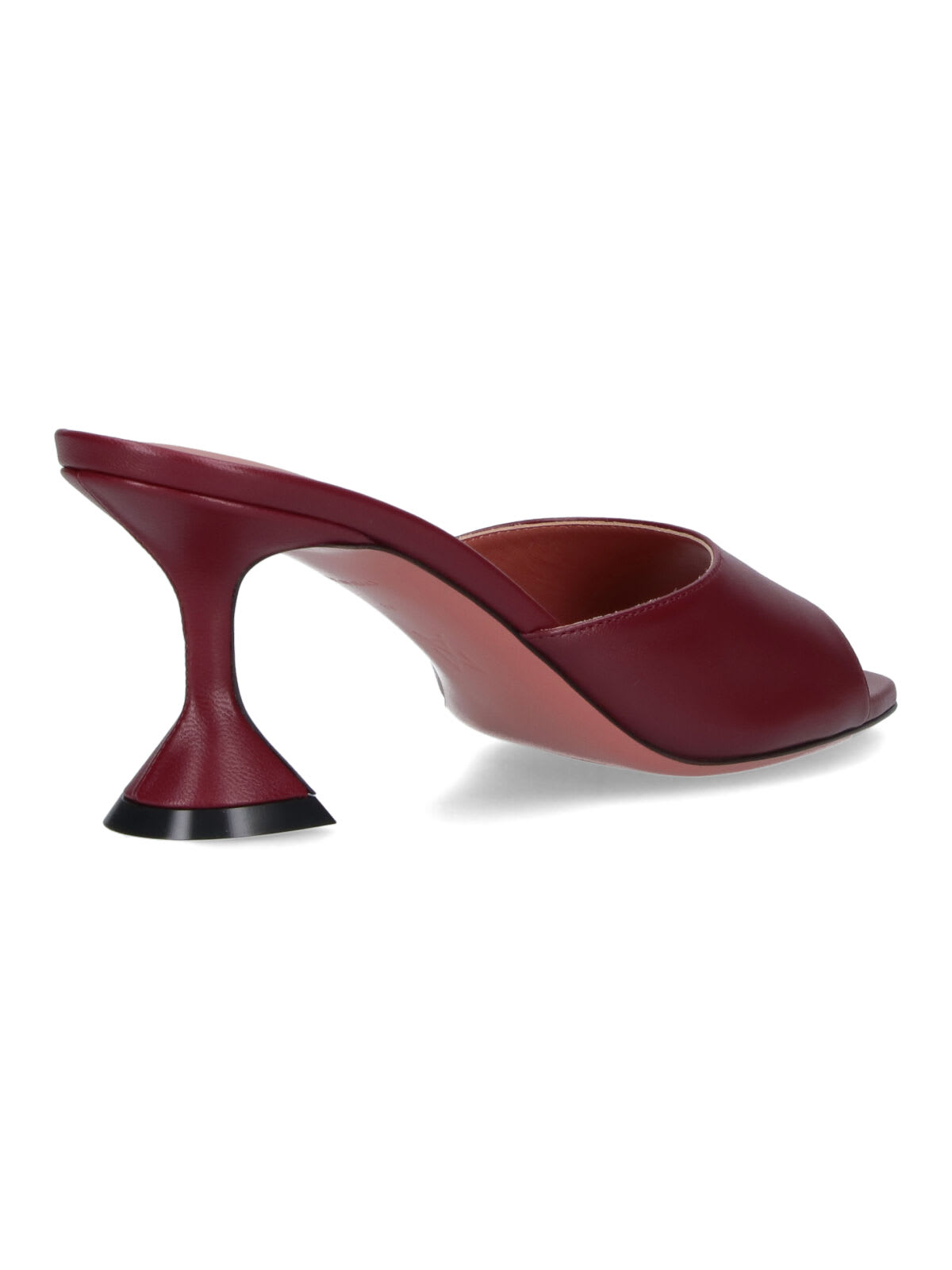 Amina Muaddi Sleek Pumps With Bold Red Heel And Contemporary Design In Burgundy
