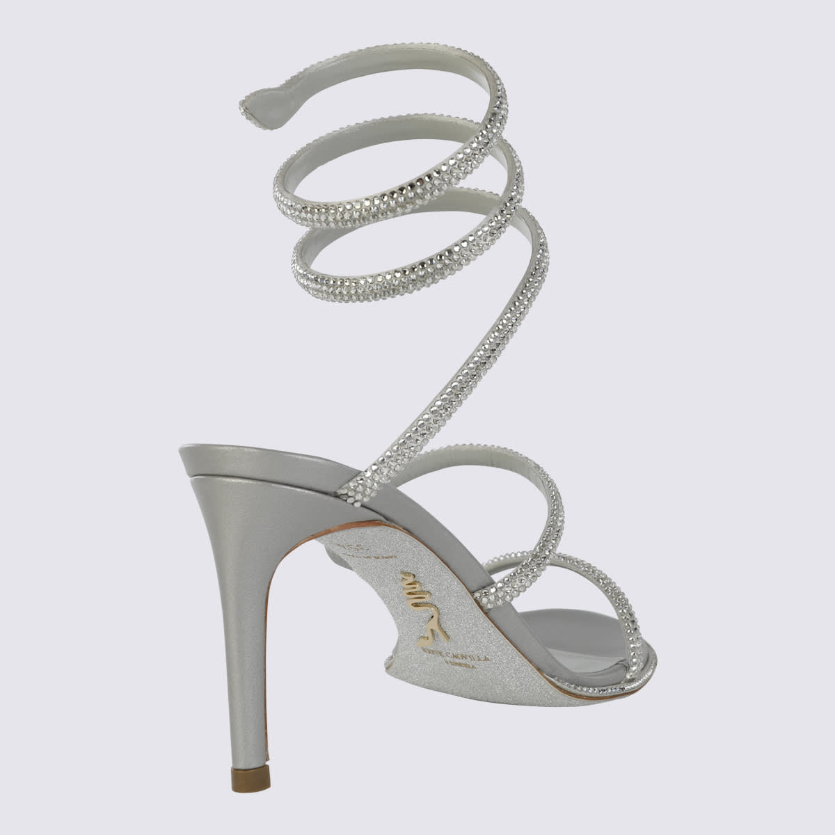 Shop René Caovilla Silver-tone Leather Cleo Sandals