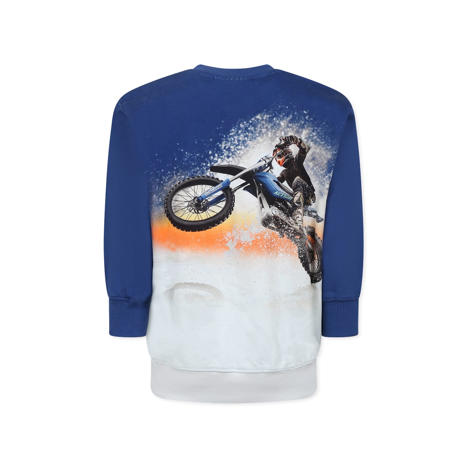 Molo Blue Sweatshirt For Boy With Motorcycle In Blue