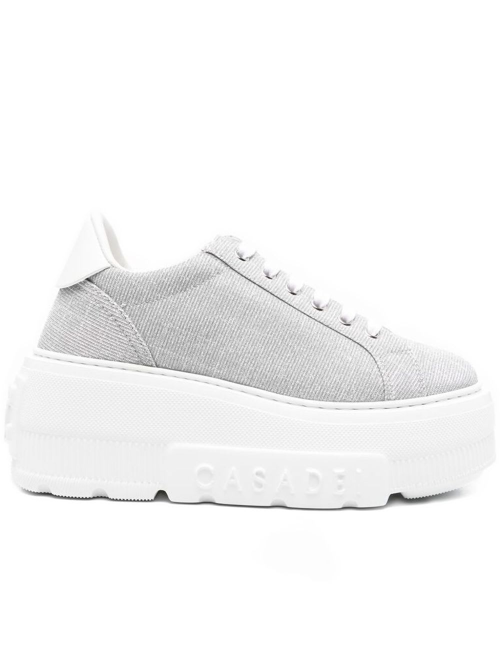 Casadei Silver Platform Sneaker Sneakers In White