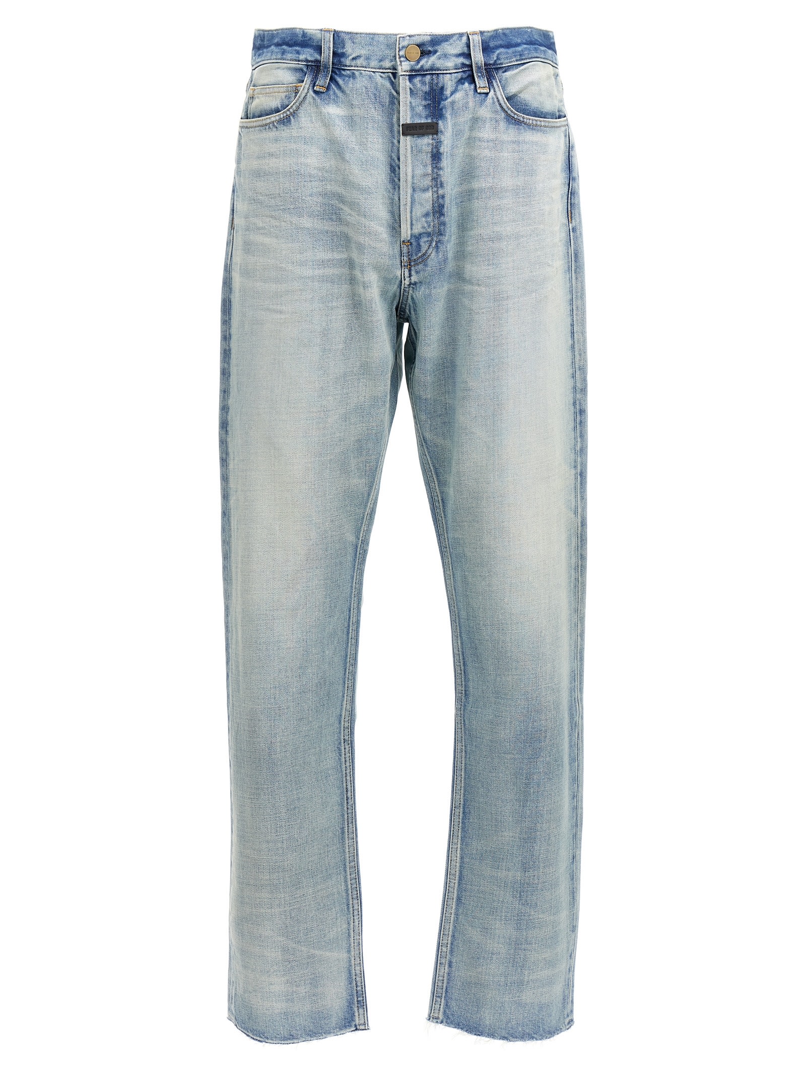 Shop Fear Of God Straight 5 Pocket Jeans In Light Blue