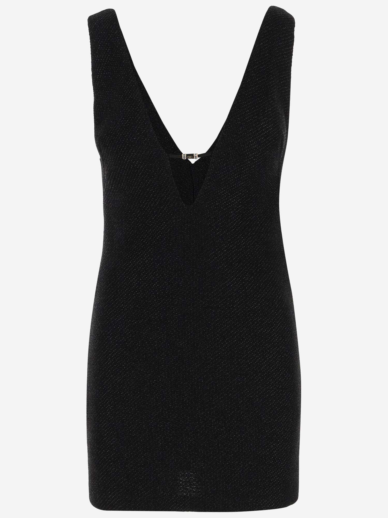 Shop Elisabetta Franchi Viscose Blend Mini Dress In Black