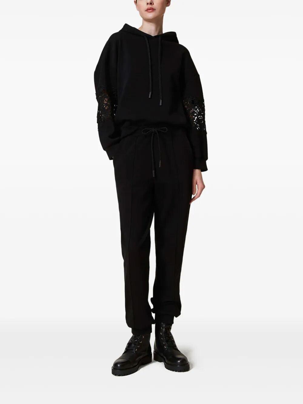 Twinset Twin-set Relaxed Fit Track Pants With Drawstring Waist In Black