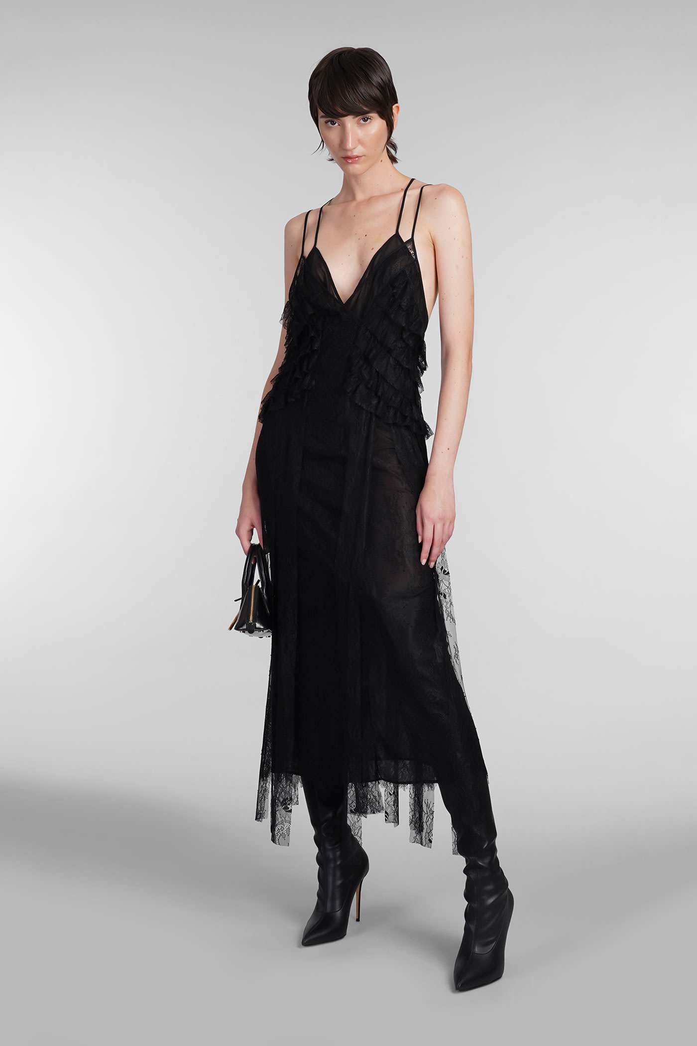 Shop Blumarine Dress In Black Polyamide