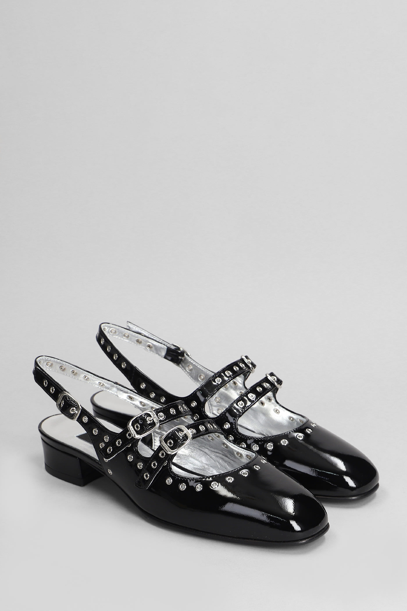 CAREL QUEEN BALLET FLATS IN BLACK LEATHER 