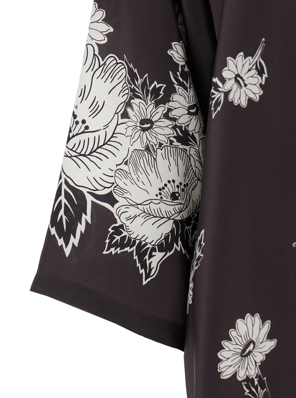 P.a.r.o.s.h Black And White Long Dress With V-neck And All-over Floral Printed Pattern In Silk Woman In White/black