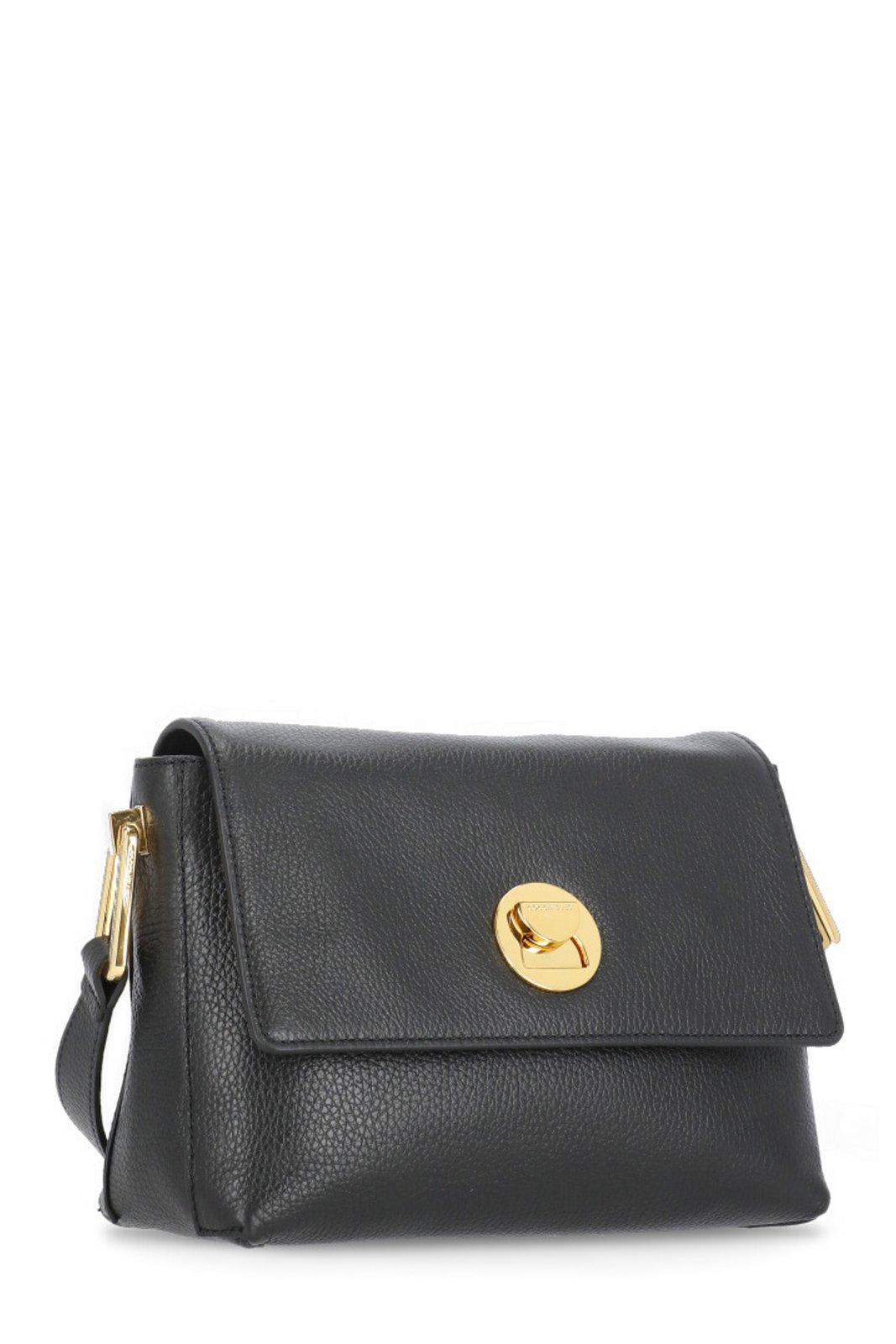 Shop Coccinelle Logo-engraved Foldover Top Crossbody Bag In Black