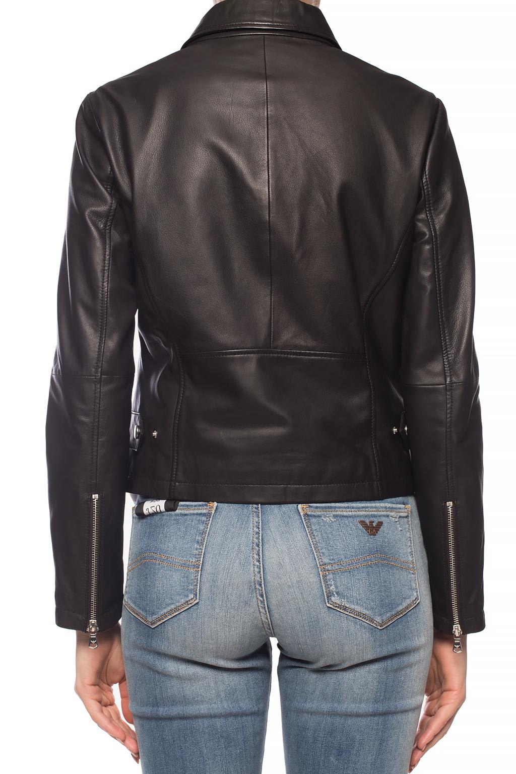 Shop Emporio Armani Biker Jacket In Black