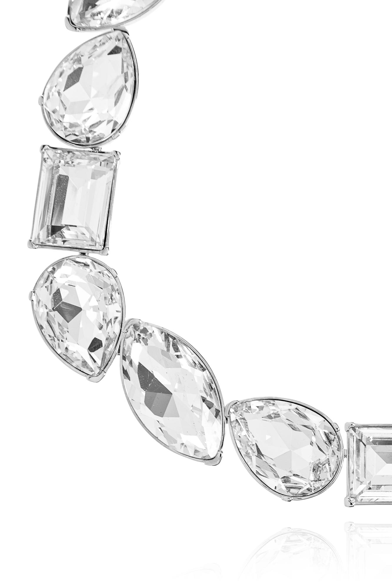 Alexander Mcqueen Short Necklace With Sparkling Crystals In Metallic