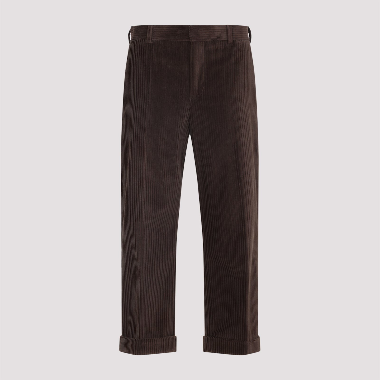 Moschino Corduroy Ribbed Trousers Rolled Hem In Brown