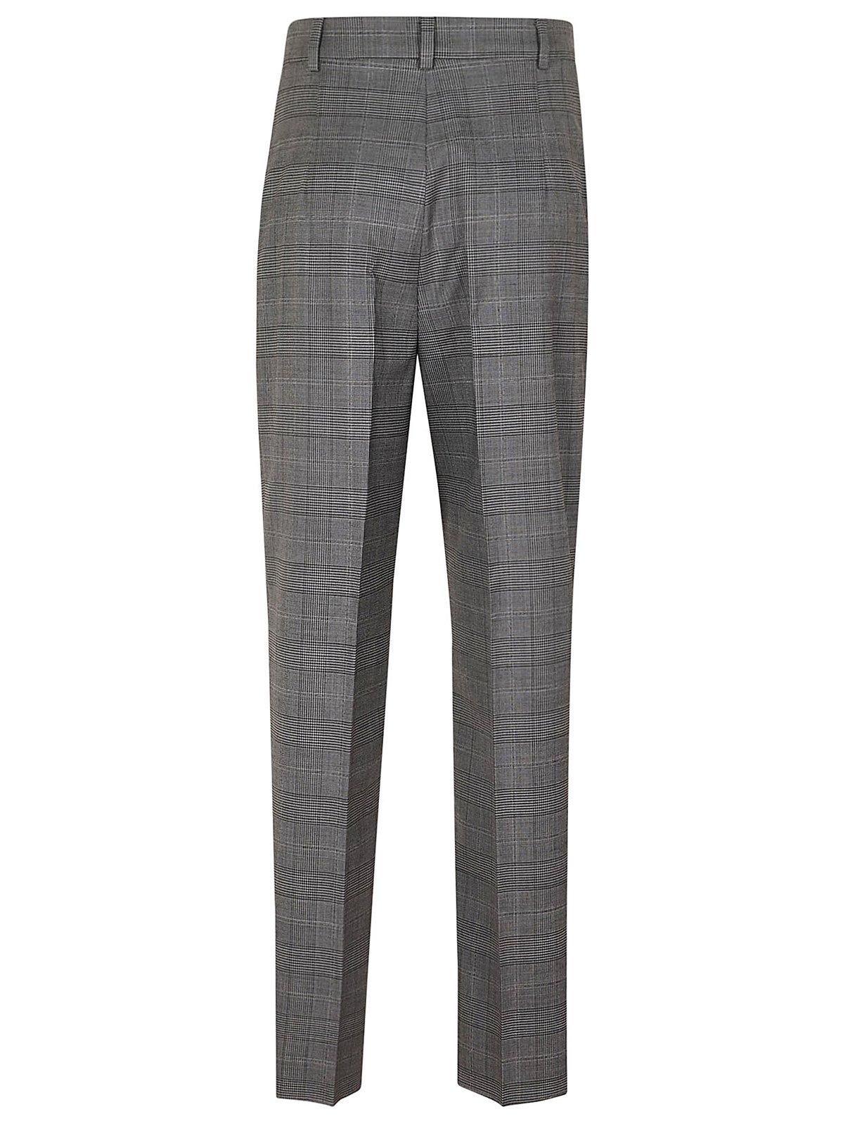 Shop Max Mara Checked Straight Leg Trousers In Grigio