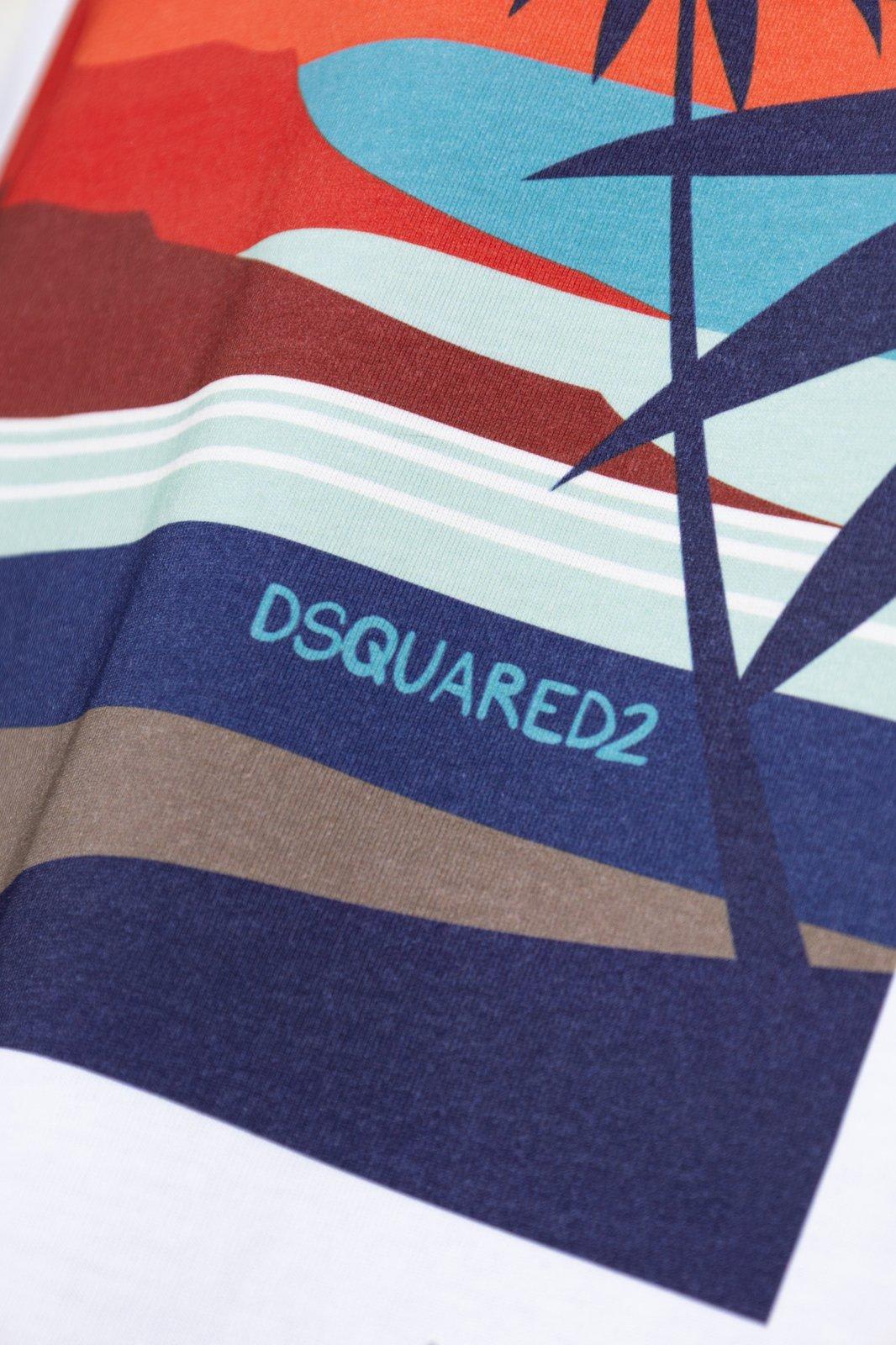 Dsquared2 Summer Lovers Cotton T-shirt With Multicolor Print