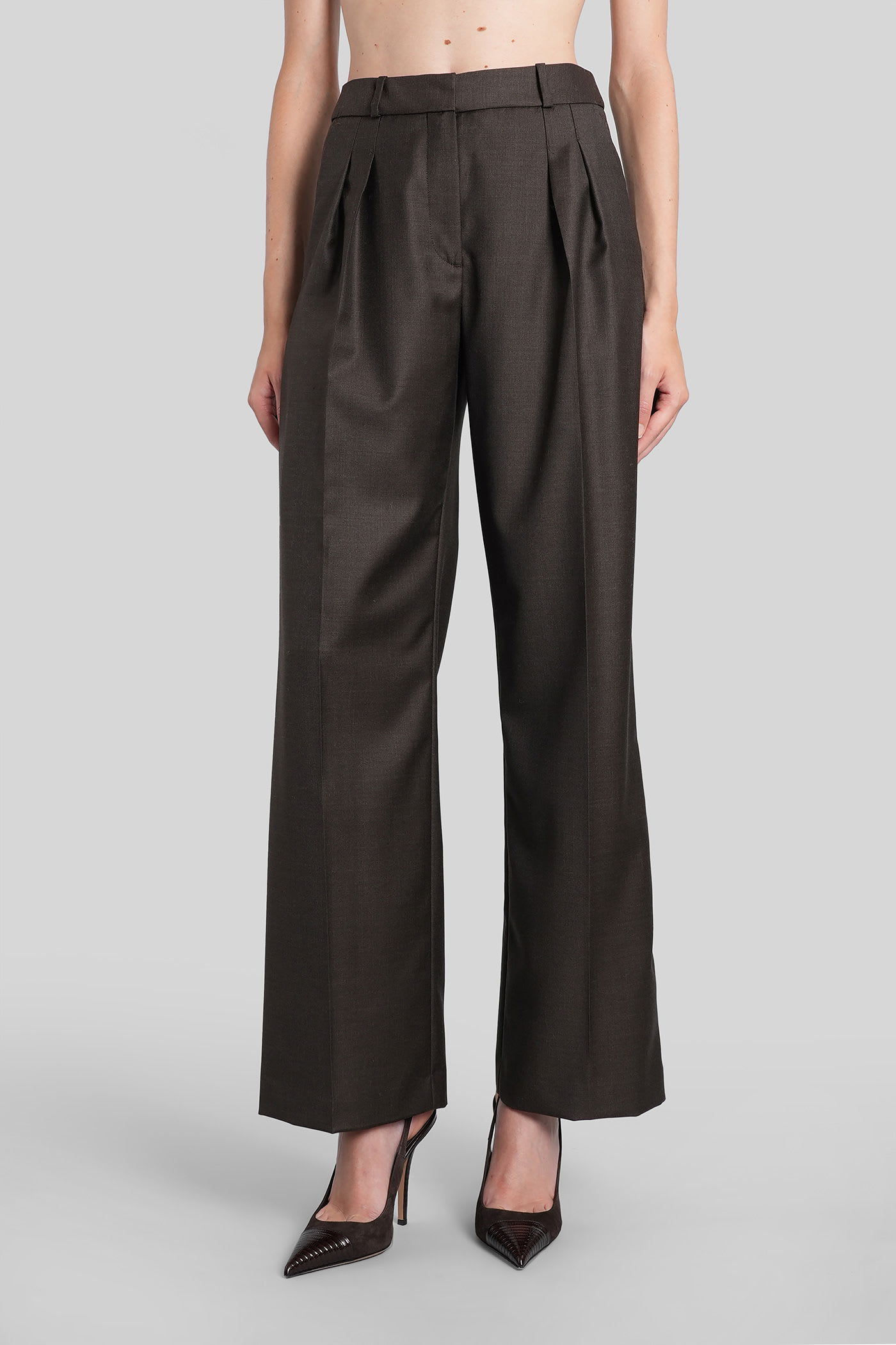 Loulou Studio Sibiru Lds Pants In Brown Wool In Brown
