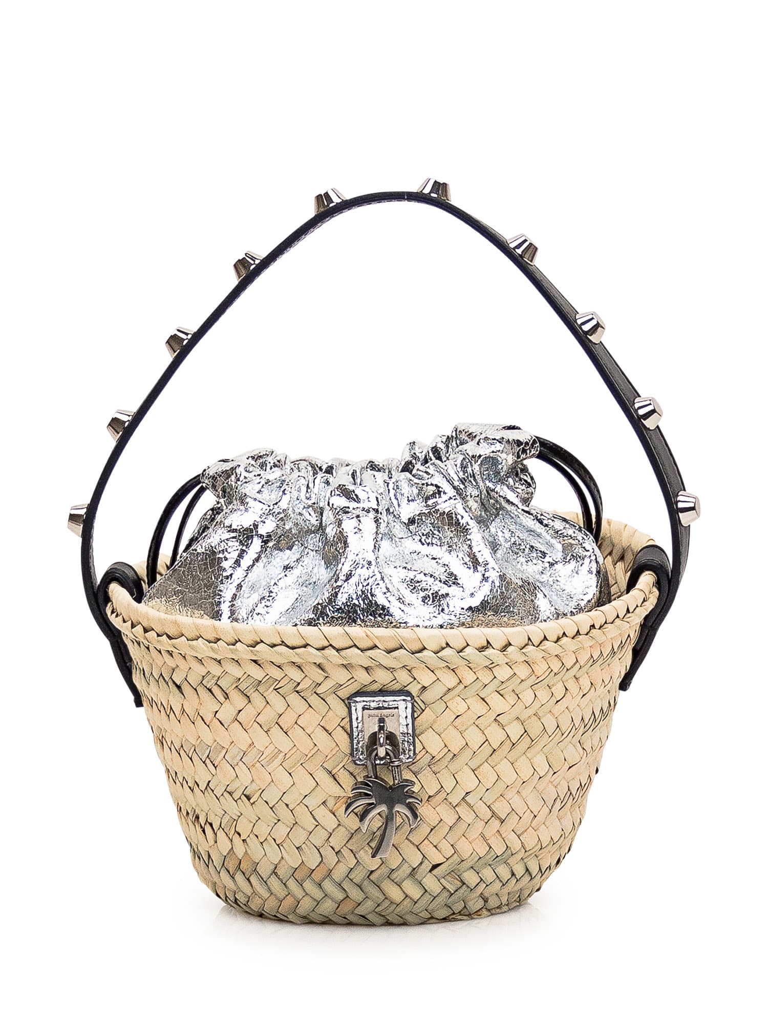 Shop Palm Angels Mini Bucket Bag In Silver