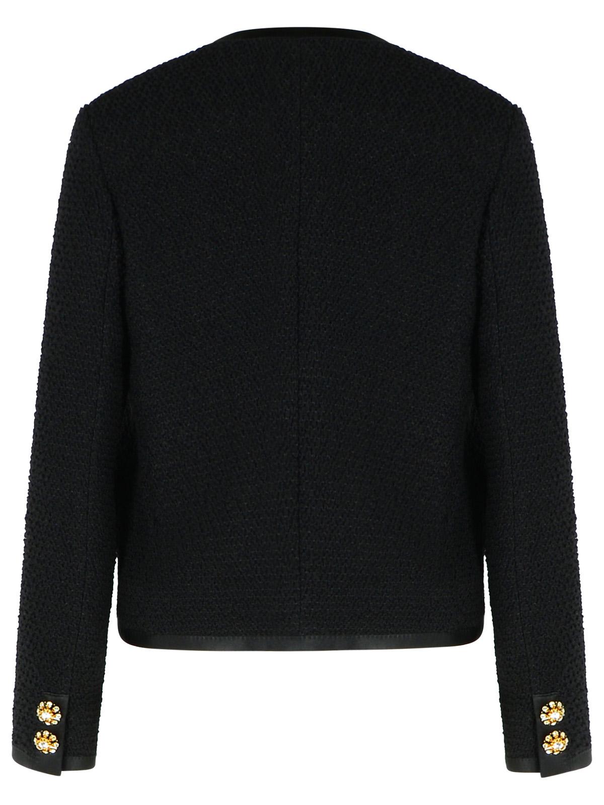 Dolce & Gabbana Jeweled Button Boucle Jacket In Black