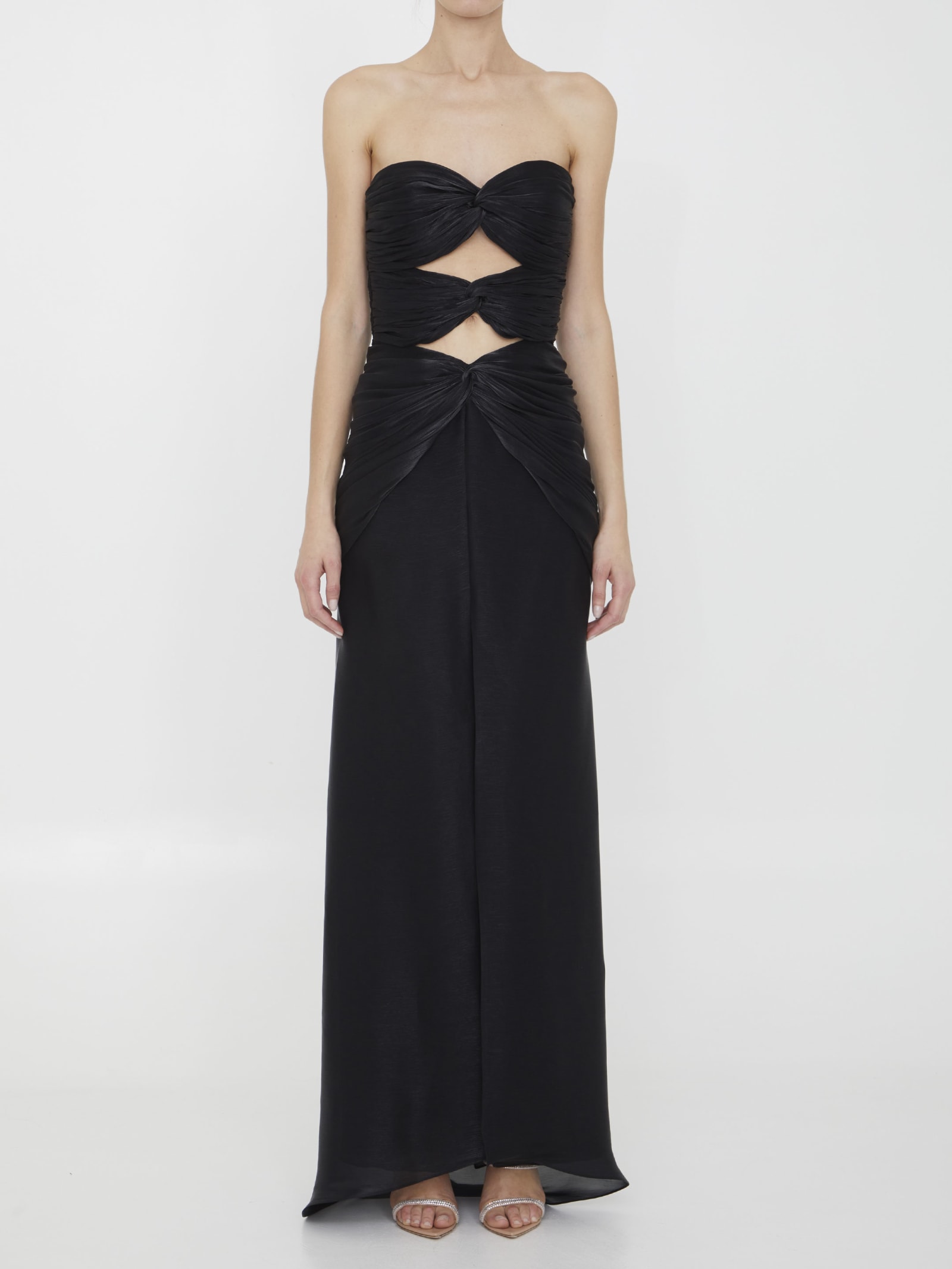 Shop Costarellos Brigitta Lurex Georgette Dress In Black