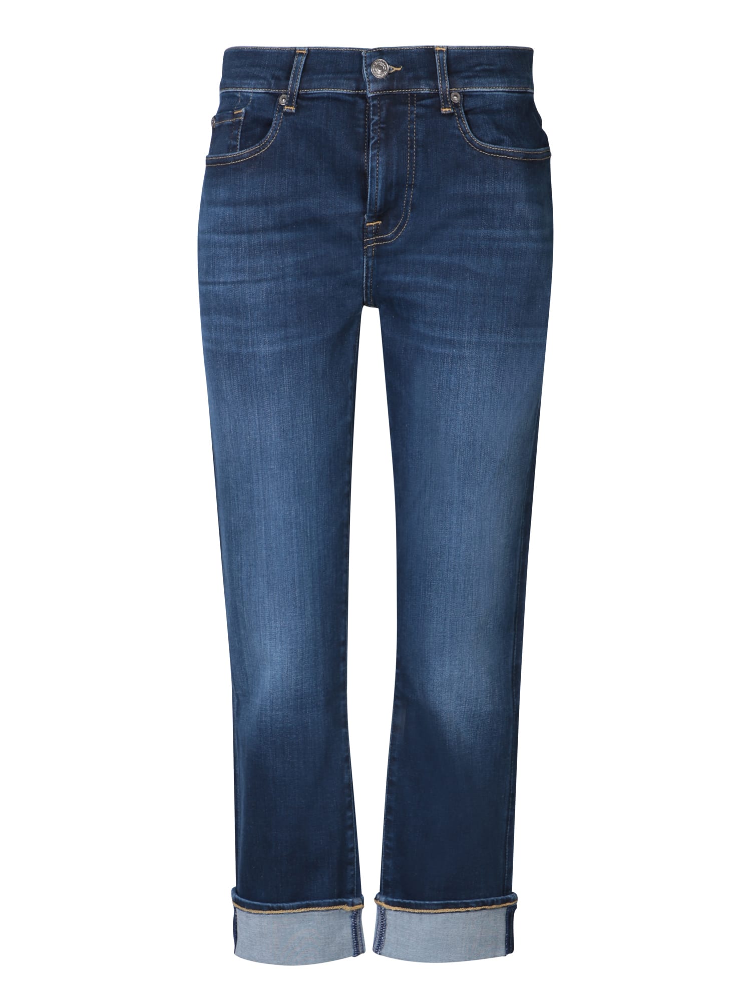 Shop 7 For All Mankind Illusion Cropped Jeans In Blue