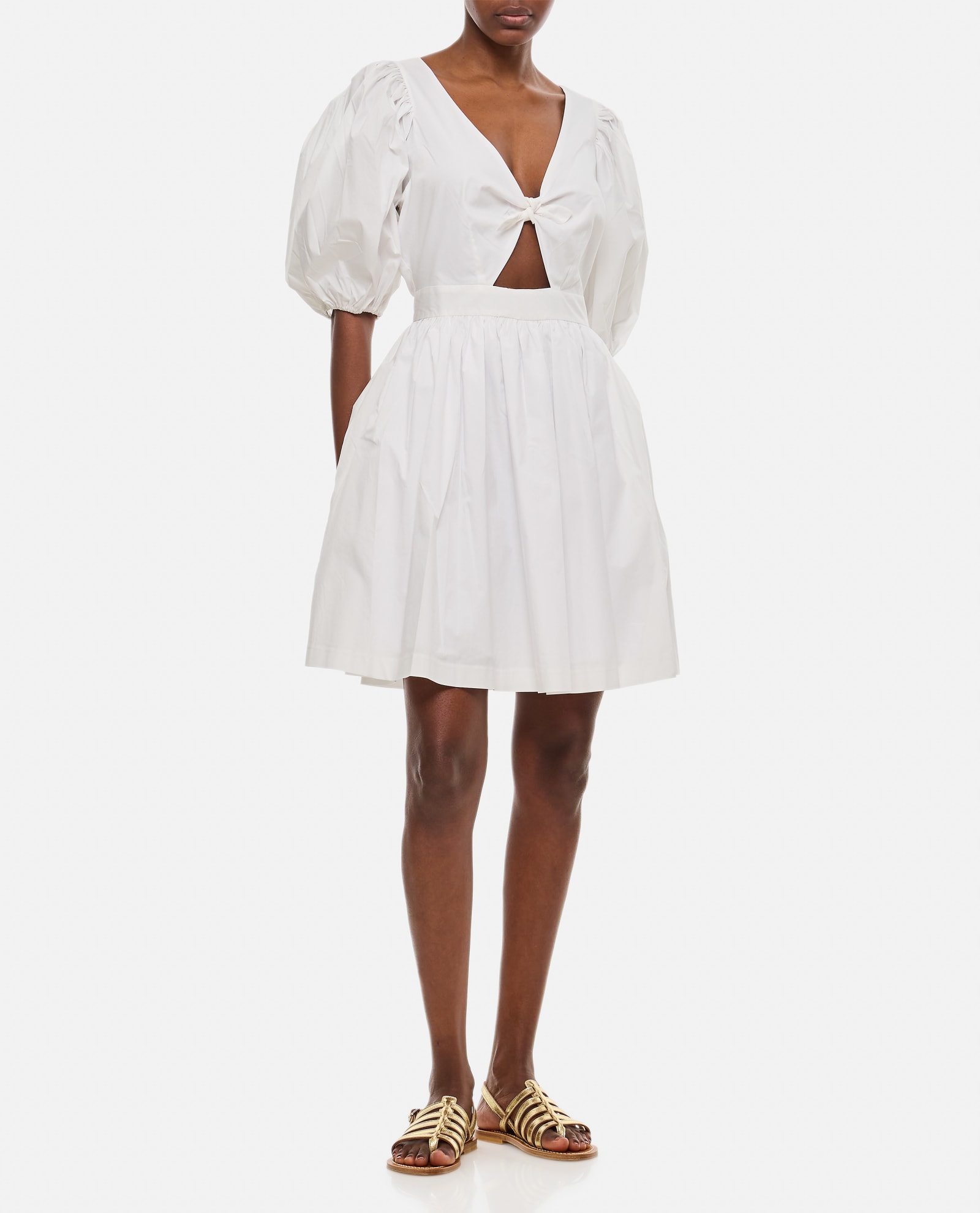 Shop Rotate Birger Christensen Puff Sleeve Mini Dress In Bianco