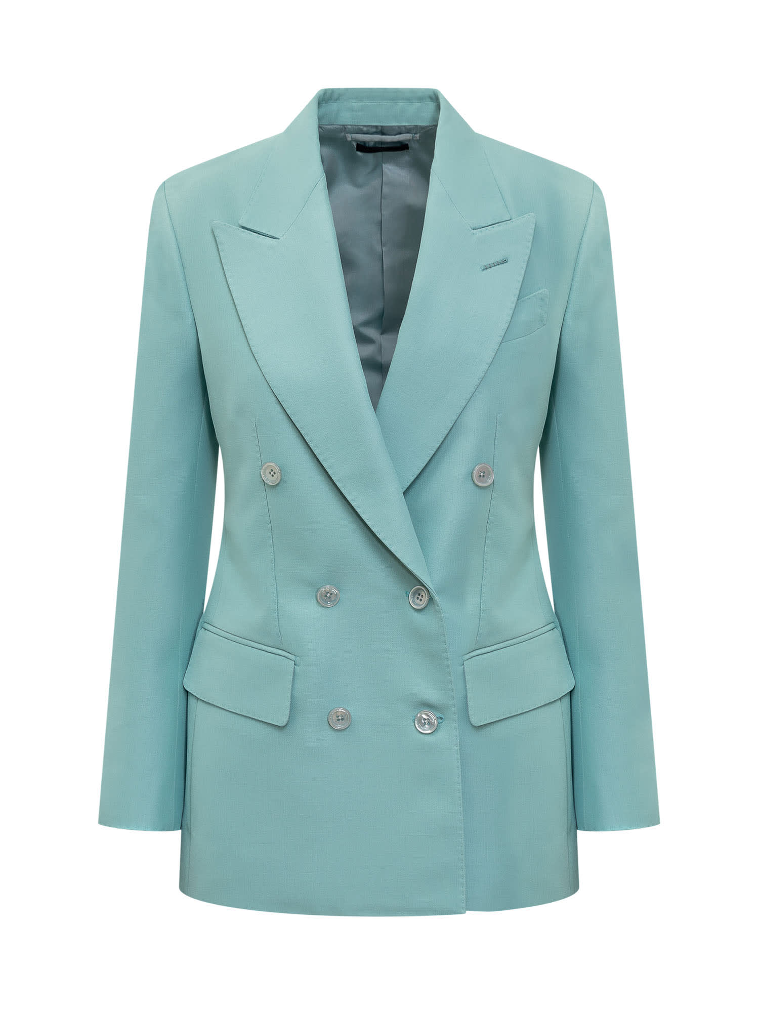 Tom Ford Virign Wool And Viscose Blend Jacket In Light Turquoise