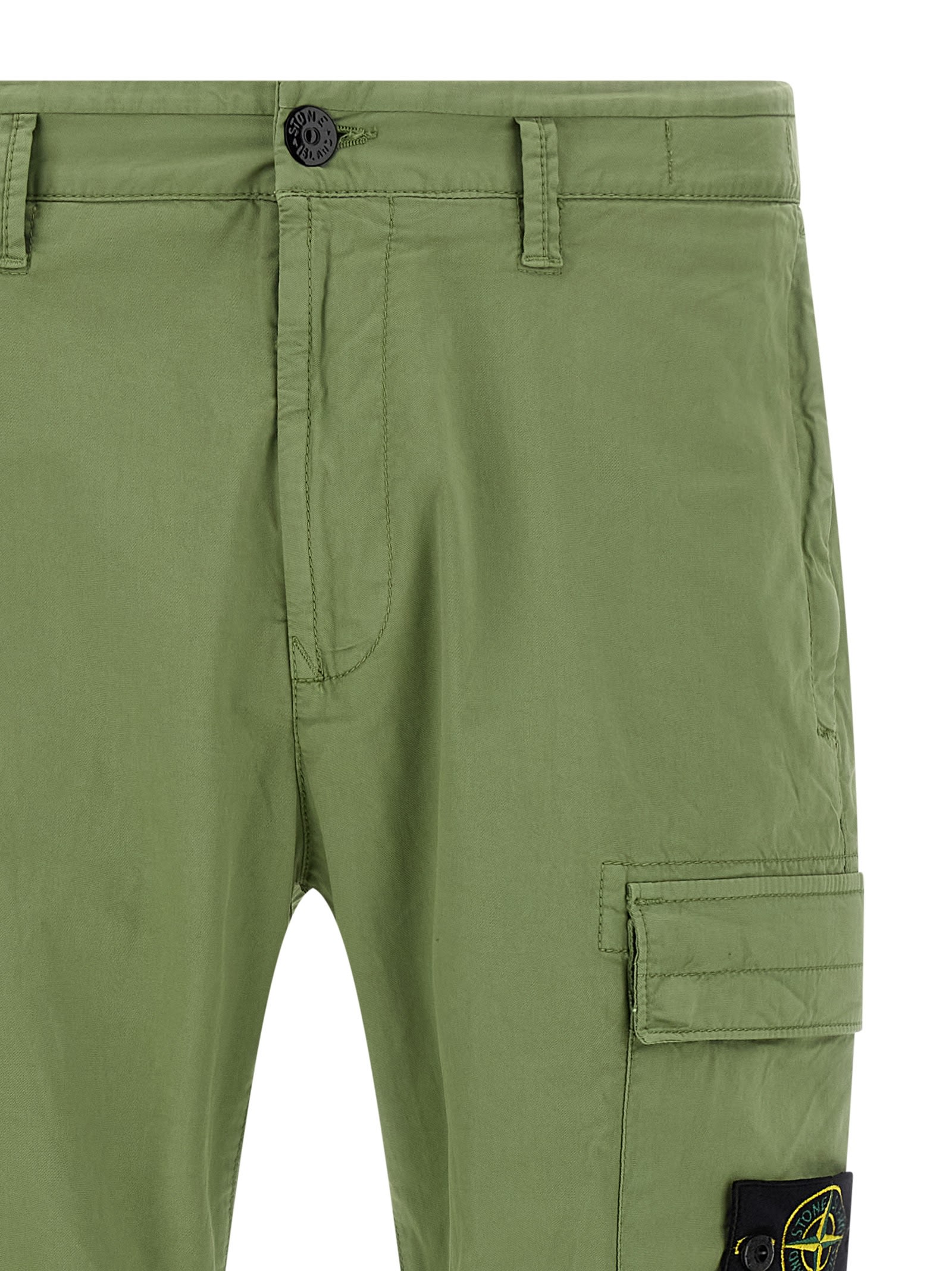 Stone Island Compass Patch Cargo Pants In Green
