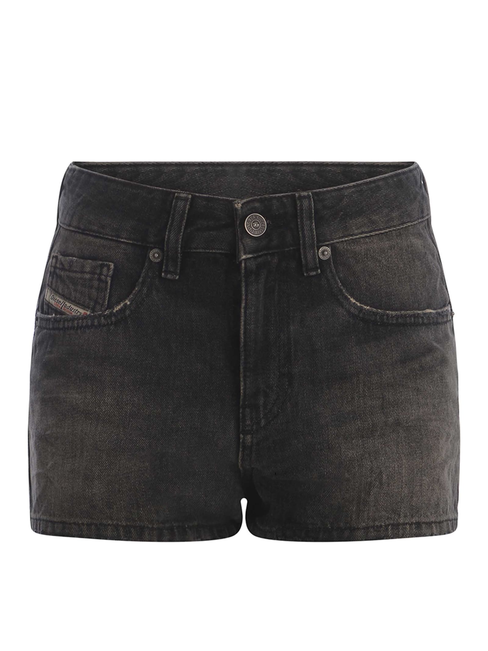 Shop Diesel Shorts  De-yuba Made Of Denim In Denim Nero