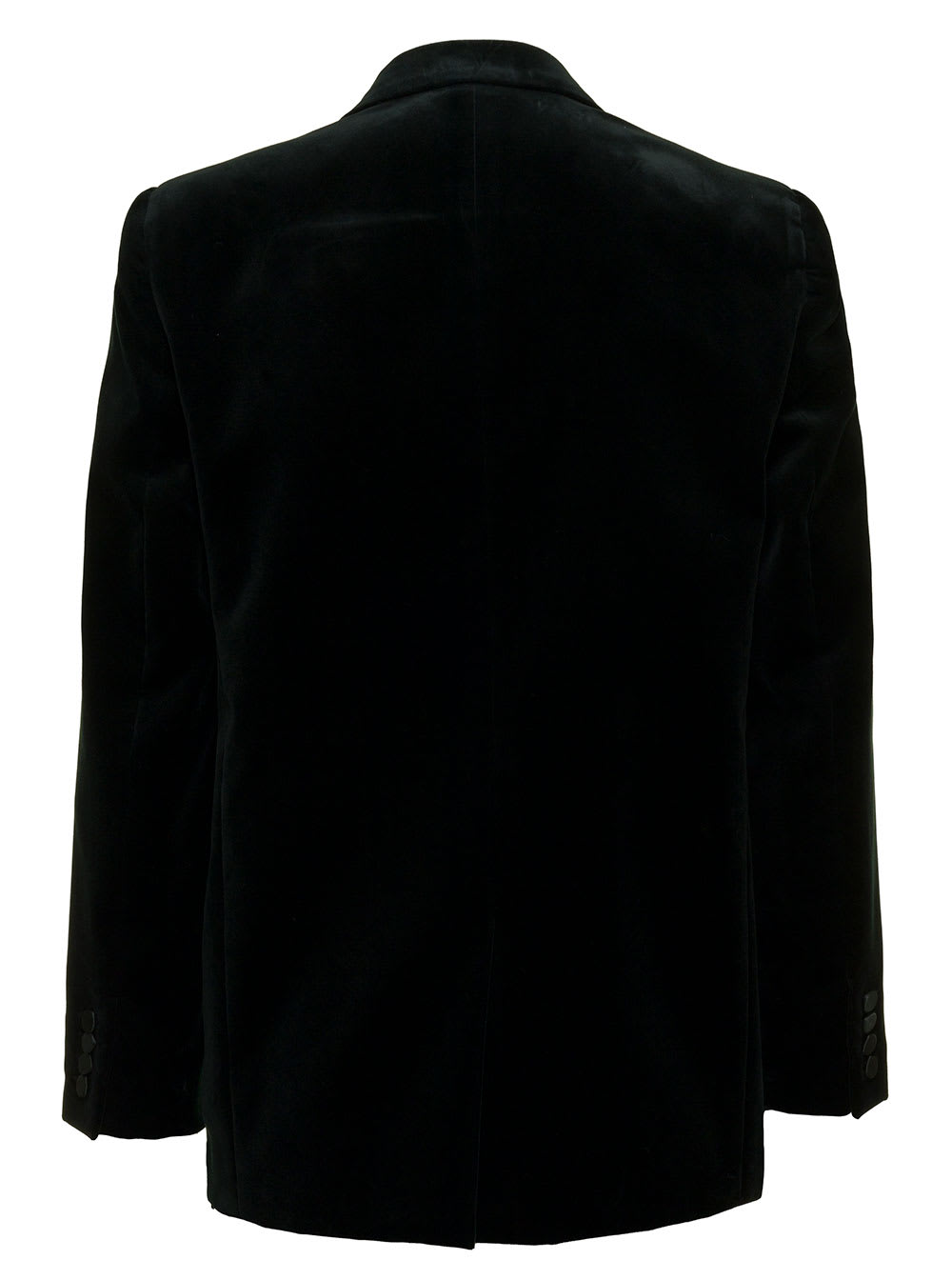 Shop Saint Laurent Dark Green Single-breasted Jacket With Single Button In Velvet Man In Verde Scuro