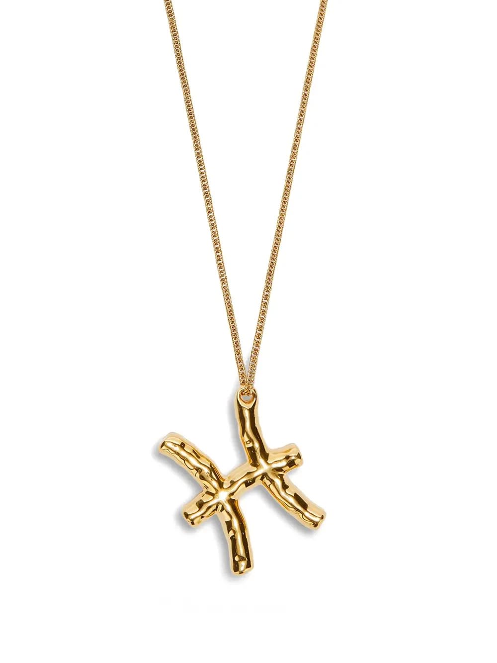 Shop Jil Sander Pisces Zodiac Necklace In Gold