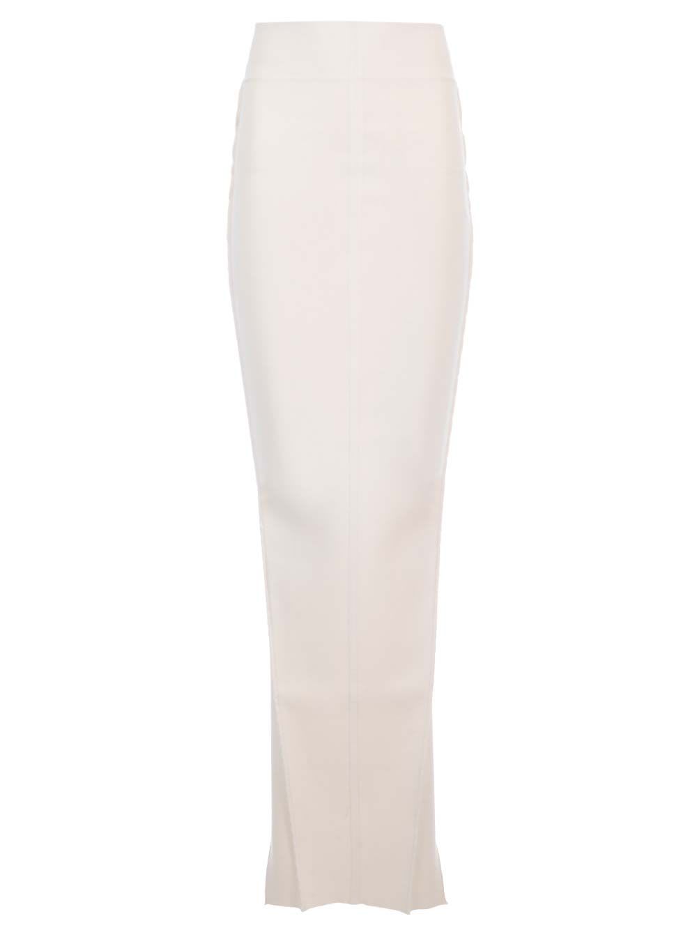 Rick Owens Knit Fitted Long Skirt Jackets White In White