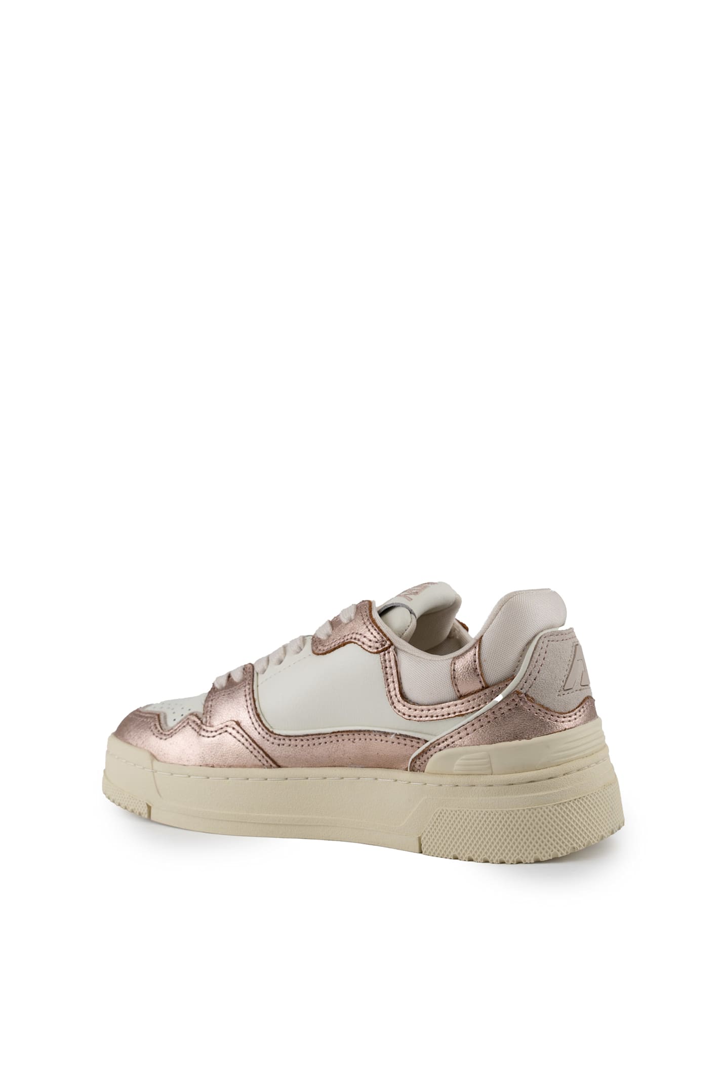 Shop Autry Clc Sneakers In Metal Leather In Met/bot Wht/copper