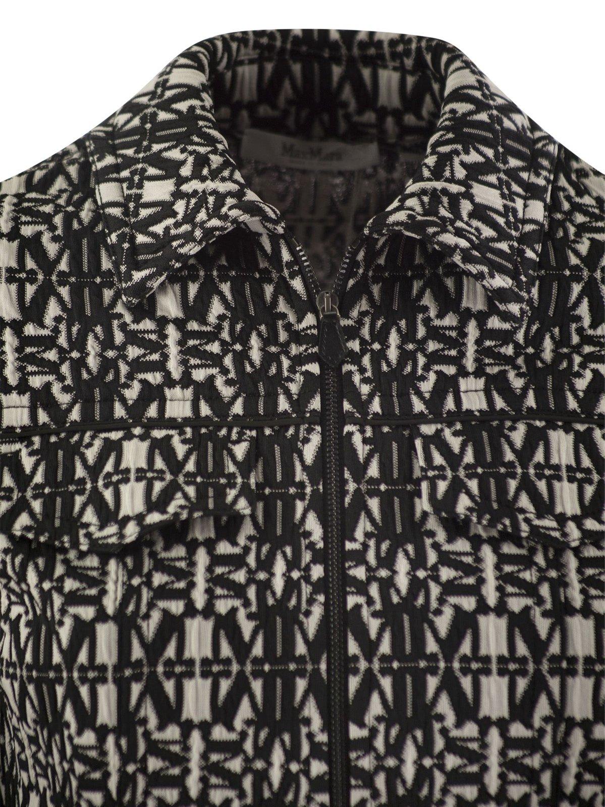 Max Mara Black Tony Monogram-pattern Cropped Jacket In White