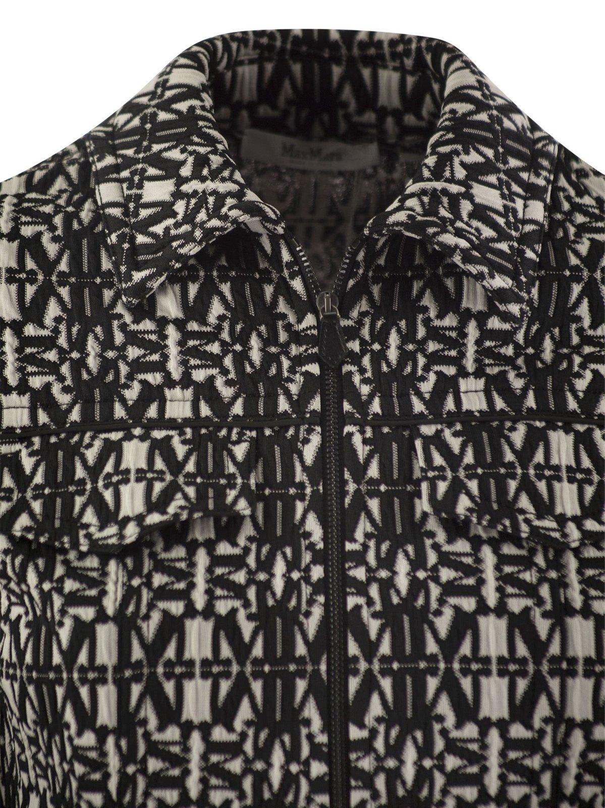 Shop Max Mara All-over Patterned Zip-up Jacket In White