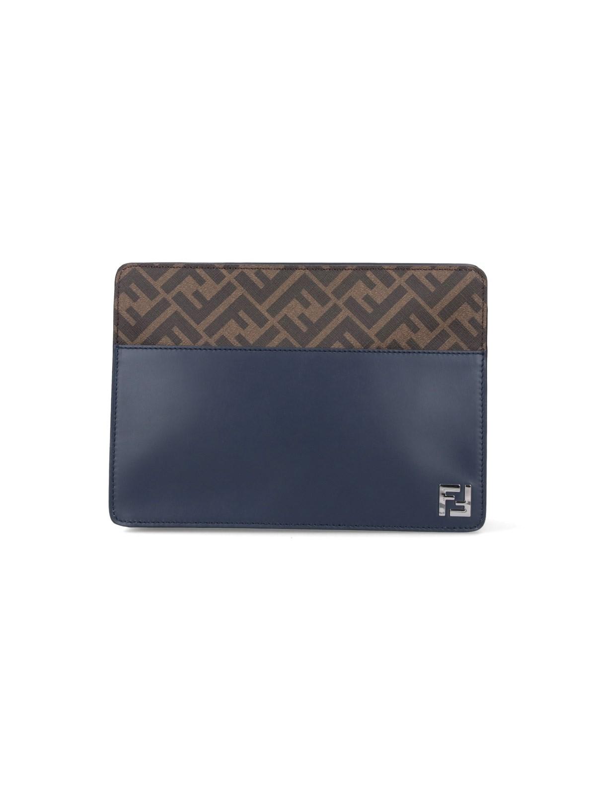Shop Fendi Pouch Squared Ff In Navy