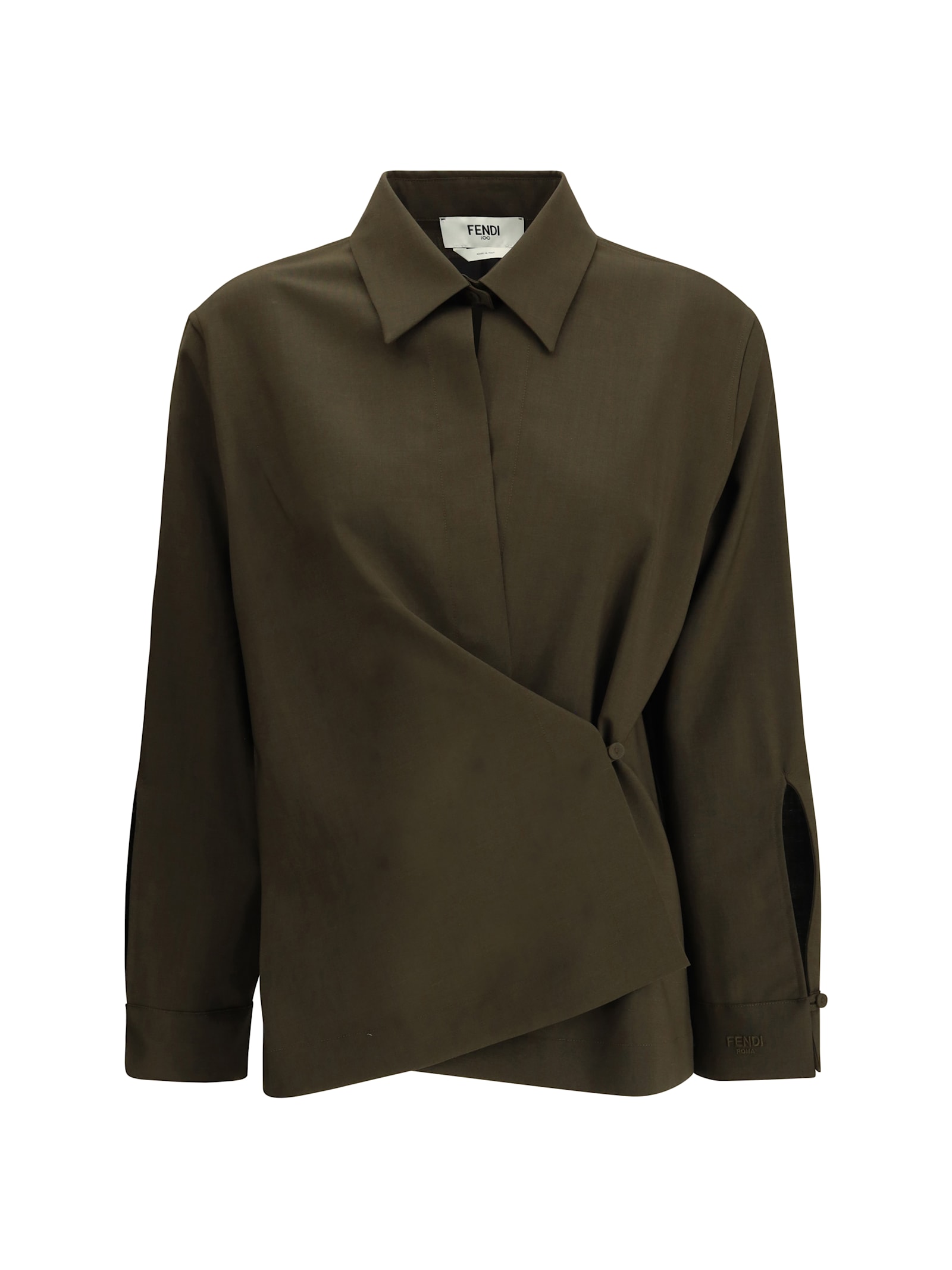 Fendi Shirt In Wool And Mohair In Green
