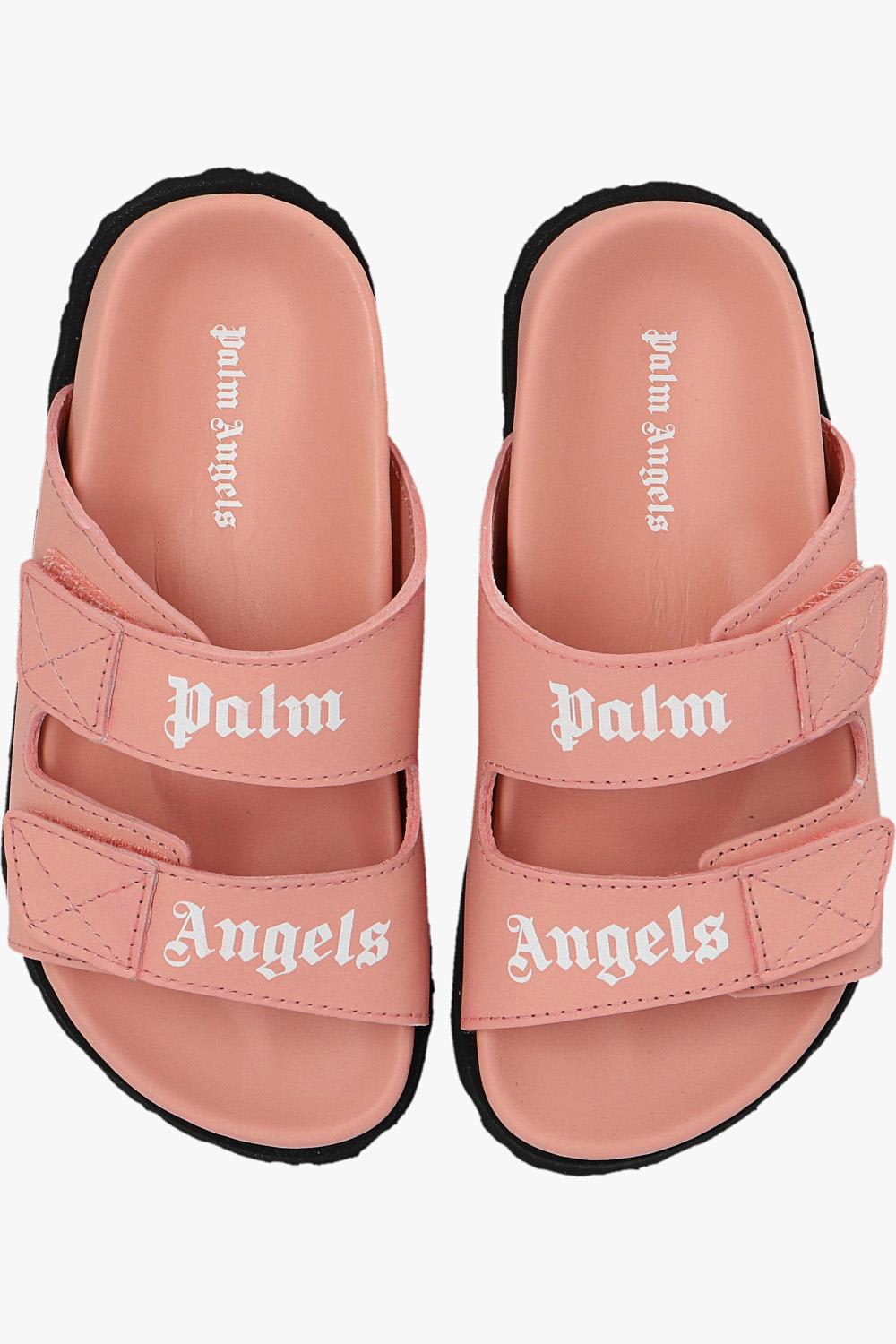Shop Palm Angels Slides With Logo In Rosa
