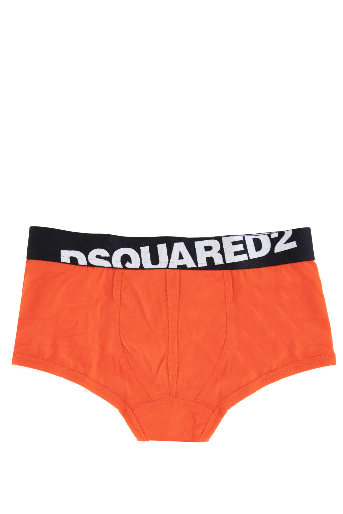 Dsquared2 Kids' Jersey Boxer With Logoed Elastic In Orange
