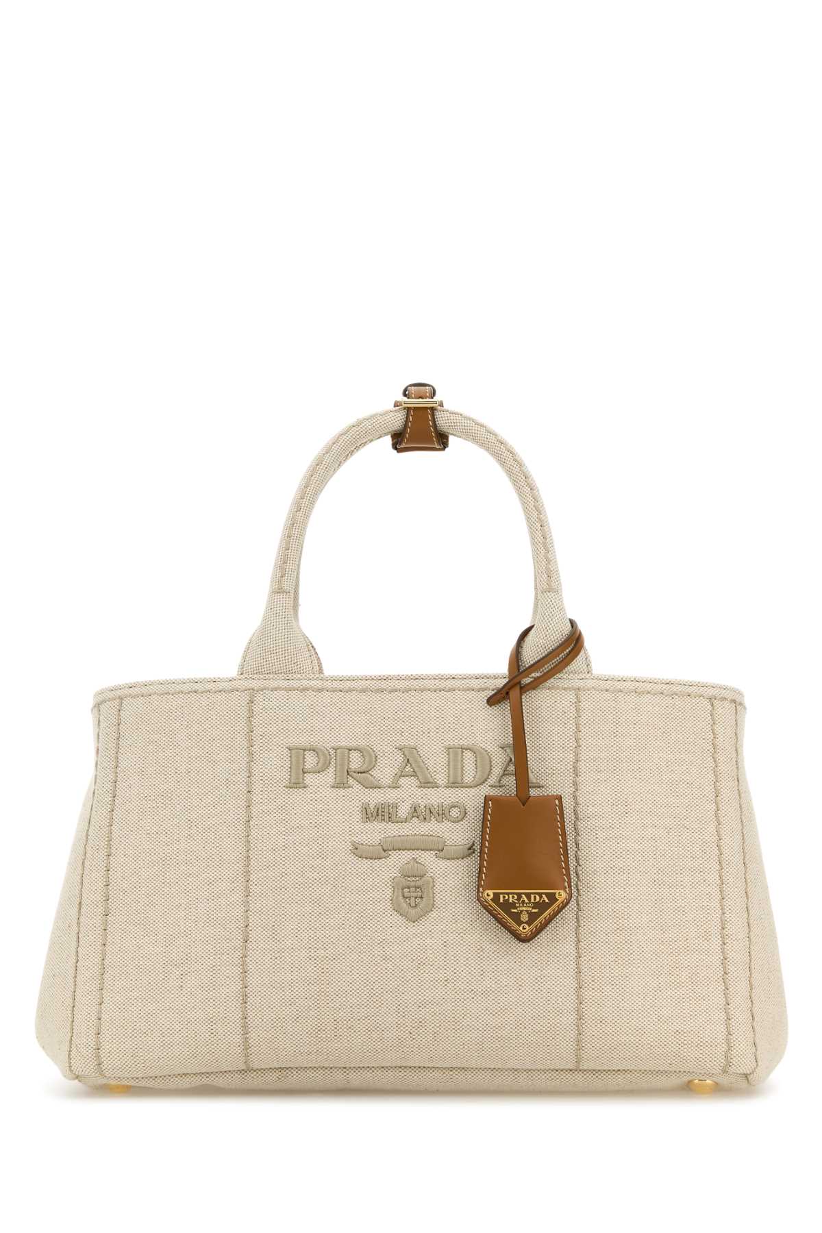 Prada Women's Sand Canvas Shopping Bag In Neutral