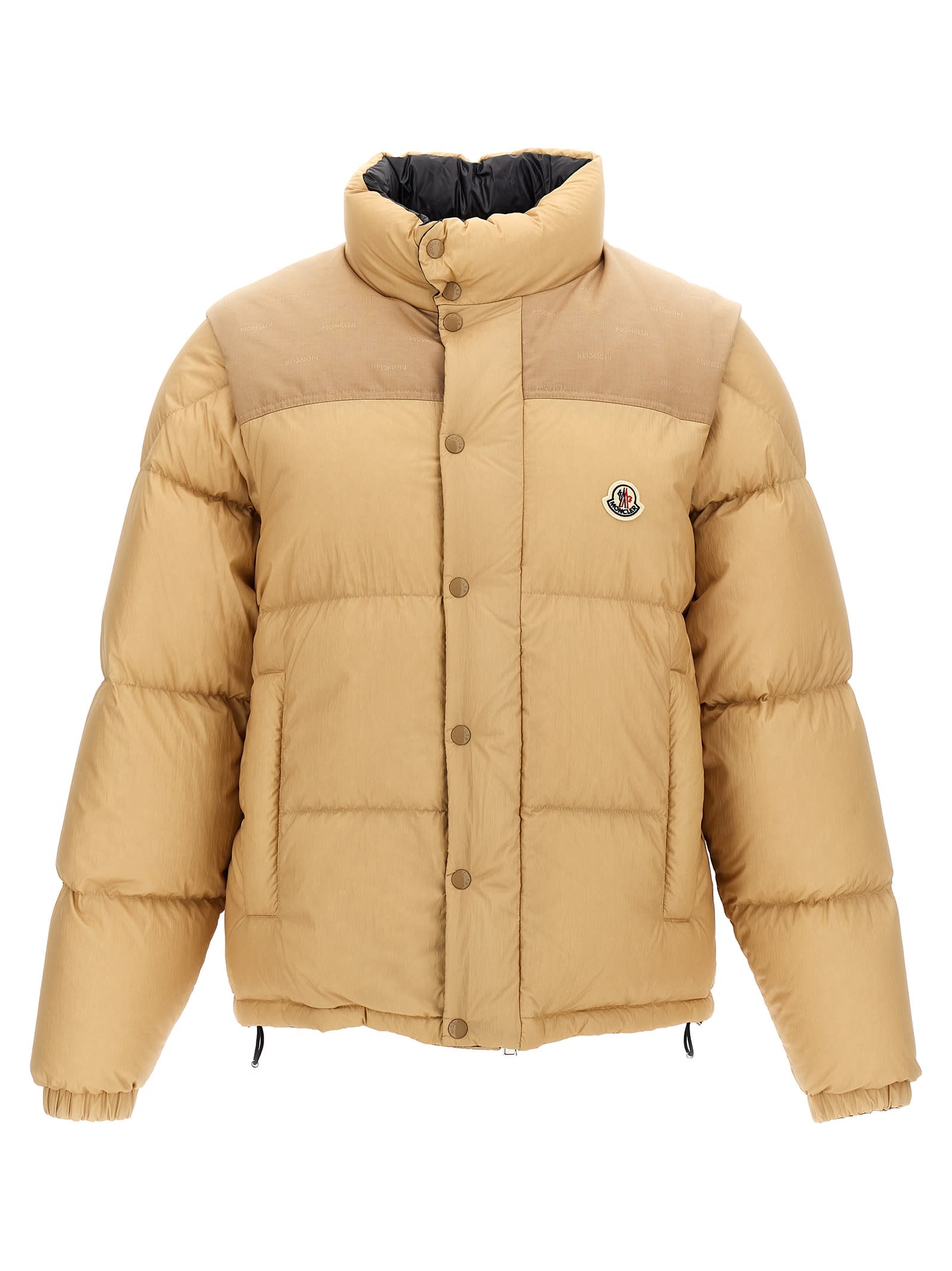 Shop Moncler Verone 1 Reversible Down Jacket In Beige