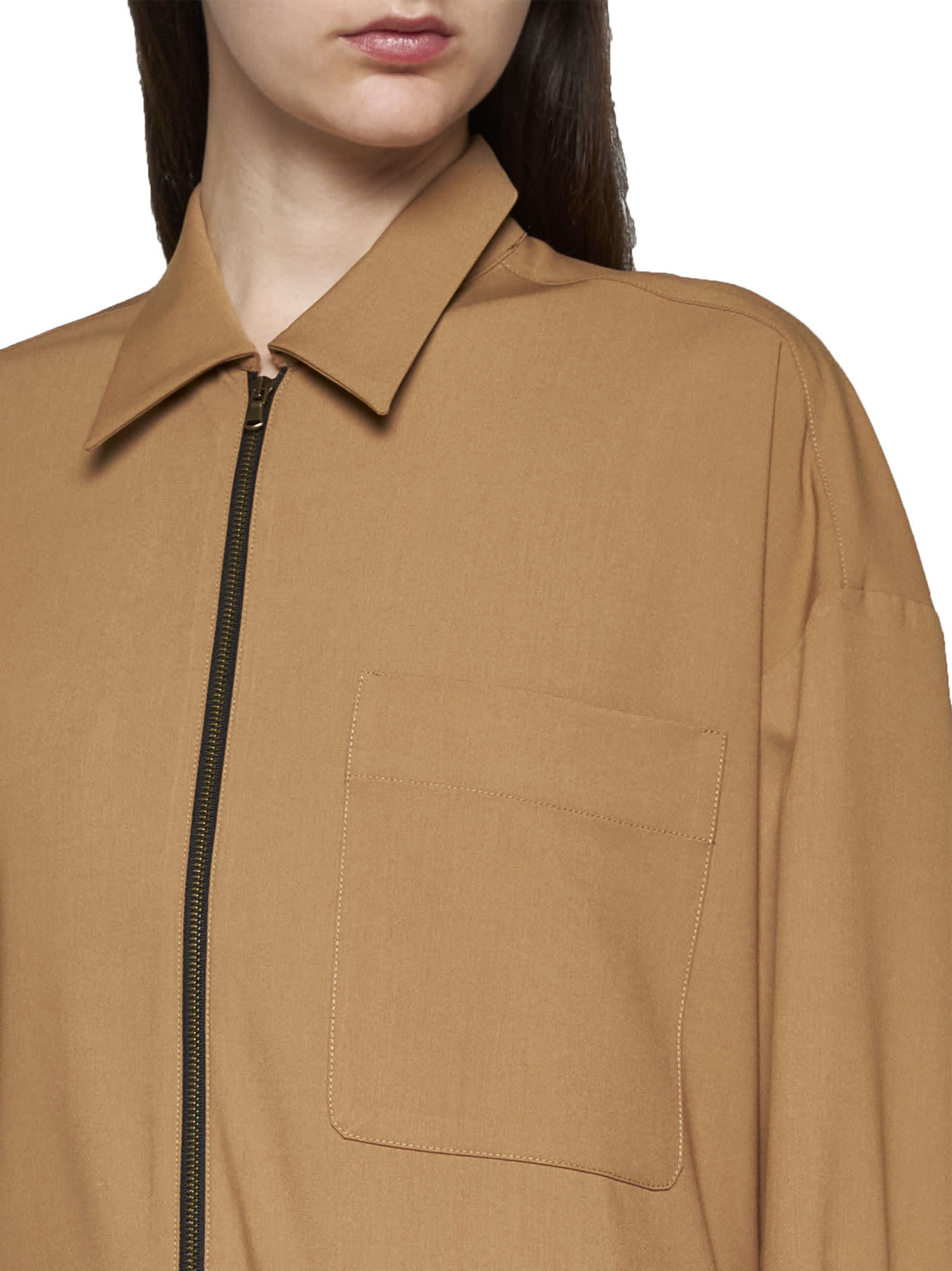 Shop Blanca Vita Jacket In Leather Brown