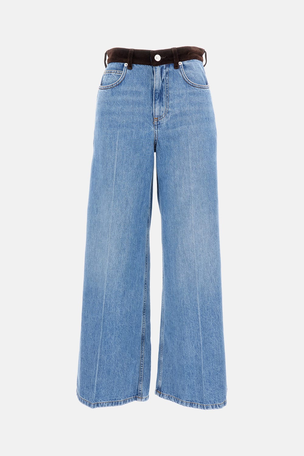 Marni 5-pocket Denim Trousers Contrast Waistband In Blue
