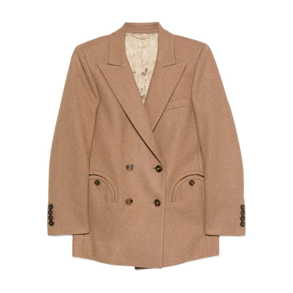 Blazé Milano Cholita Blazer In Wool And Cashmere Camel Color In Multi