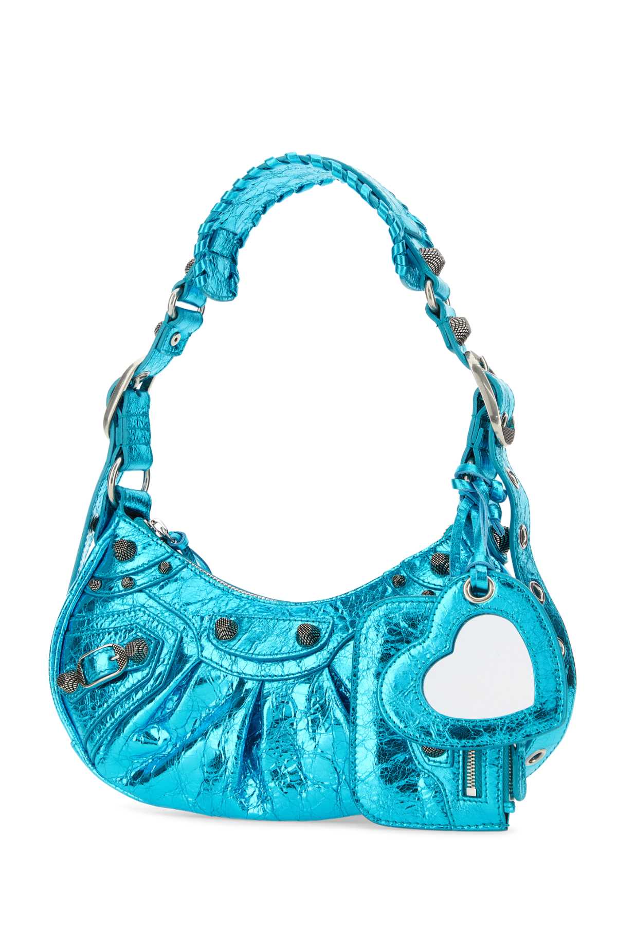 Shop Balenciaga Turquoise Nappa Leather Le Cagole Xs Shoulder Bag In 4503