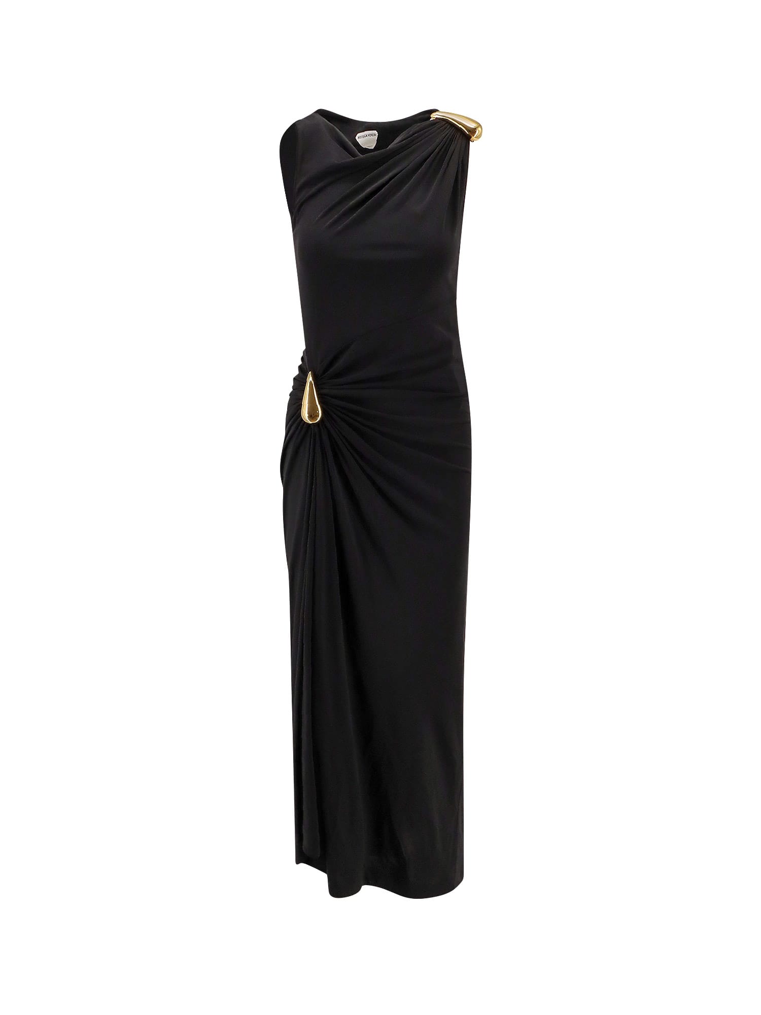 Bottega Veneta Womens Signature Metal-drop Viscose Jersey Maxi Dress Black