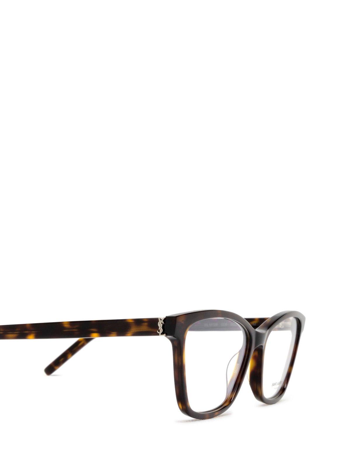 Shop Saint Laurent Square Frame Glasses In 006 Havana Havana Transpa